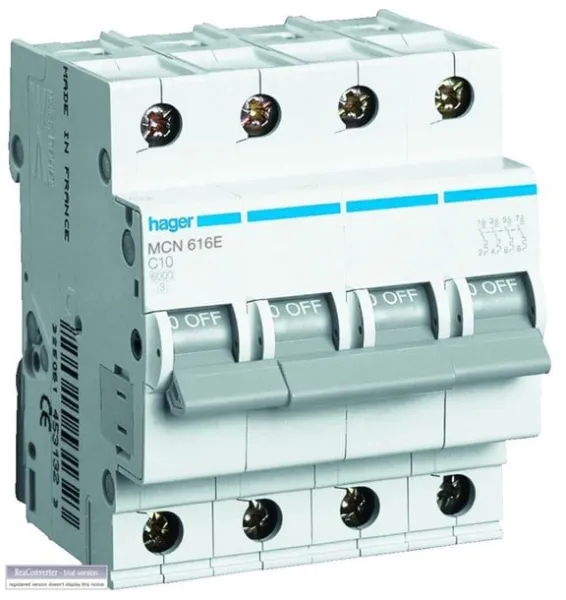 Hager Automat 3P+N 50A C Typ