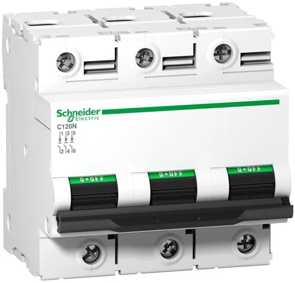 Schneider Electric Leistungsschalter C120N 3P 100A Einzelnanschluss C-Charakteristik 10kA 230/400V Breite 81mm
