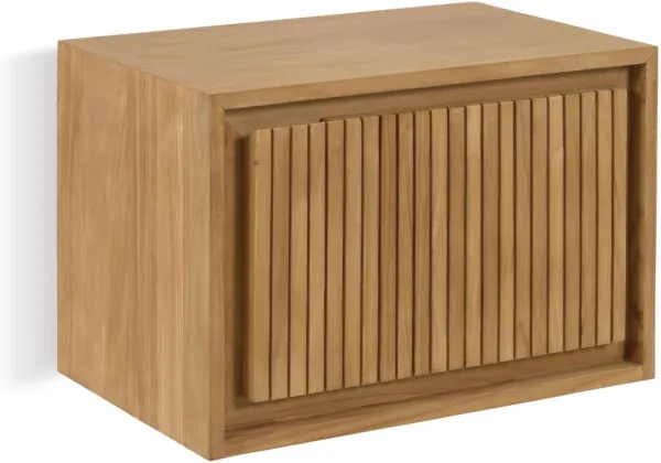 Taciana, Natürliches Badezimmerschrank, Massivholz, goldener Farbton