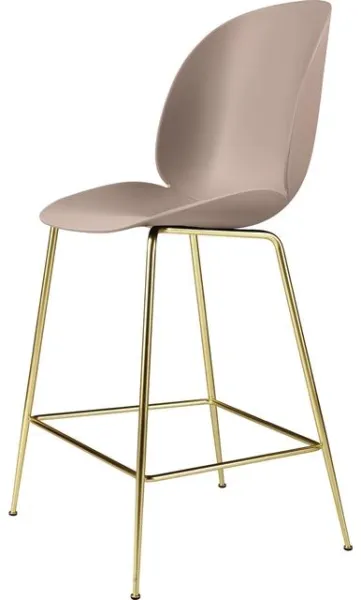 GUBI Beetle Barhocker H65 Konische Basis Messing Halbmat/Sweet Pink
