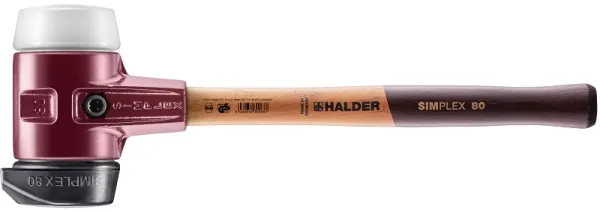 SIMPLEX Schonhammer mit Gussgehäuse und Holzstiel, Ø 80, Gummikombination mit "Stand-Up"/ Superplast