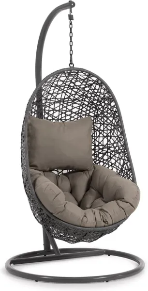 Florina, Hängesessel für den Außenbereich, grau, Rattan