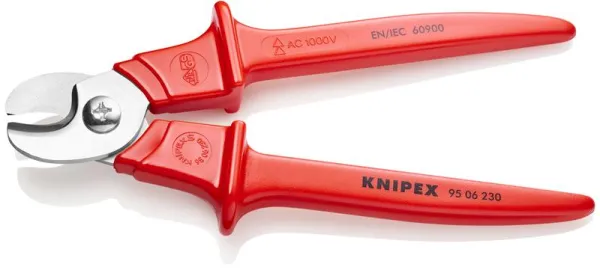 Knipex Kabelschere, Griffe kunststoffgespritzt, isoliert, kunststoffgespritzt, VDE-geprüft 230 mm