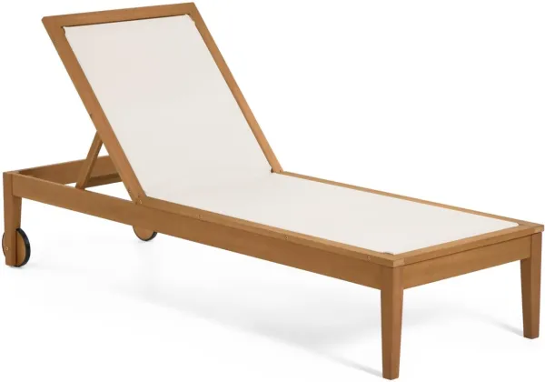 Caterin, Sonnenliege für den Außenbereich, weiß, Massivholz