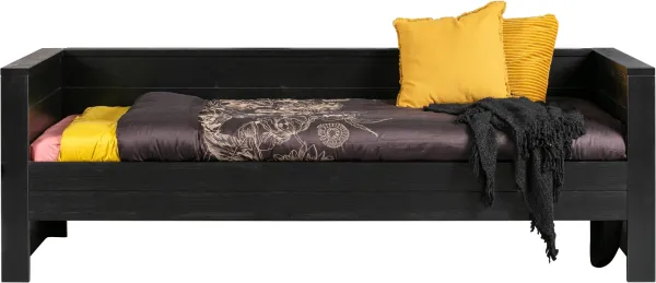 Dennis, Schlafsofa, schwarz, H73x101x219 cm, Kiefer