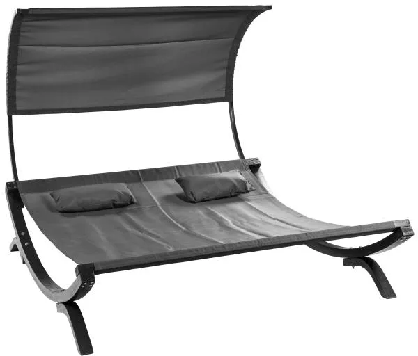 Doppelte Sonnenliege mit Baldachin aus Lärchenholz