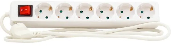 Verteilersteckdose mit Schalter 6 Steckdosen mit Erdung 1,5m 3G1