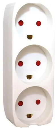 Gripo Steckdose mit 3 Steckplätzen und Erdung, Weiß