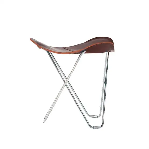 Cuero Pampa Flying Goose Hocker - Chromgestell - Chocolate